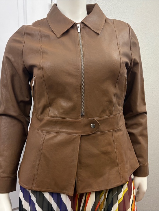 Rebecca Taylor Jackets & Blazers - Rebecca Taylor Chestnut Brown Leather Zip Jacket NWT - Size 16